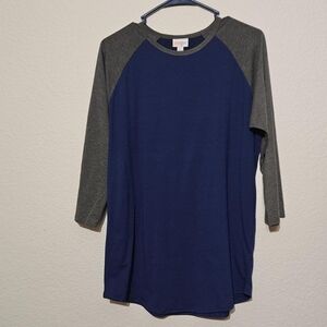 Large LuLaRoe Navy And Grey Baseball Tee